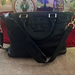 Tory Burch Black Shoulder Bag with Gold Accents
